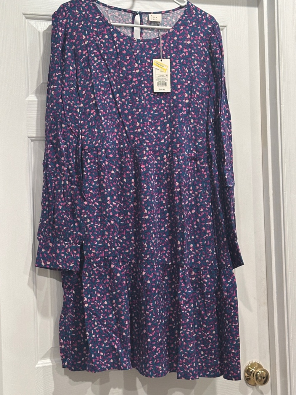 a new day Navy Dress with Pink Print